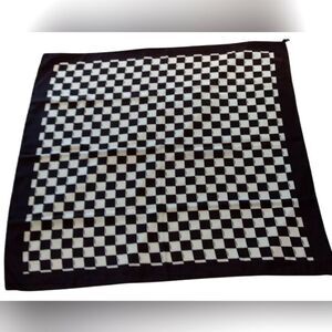 Fendi Brown and White Checkered Silk Scarf Foulard Vintage